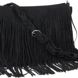 Faux Suede Fringe Crossbody Bag Women Hippie Shoulder Messenger Sling